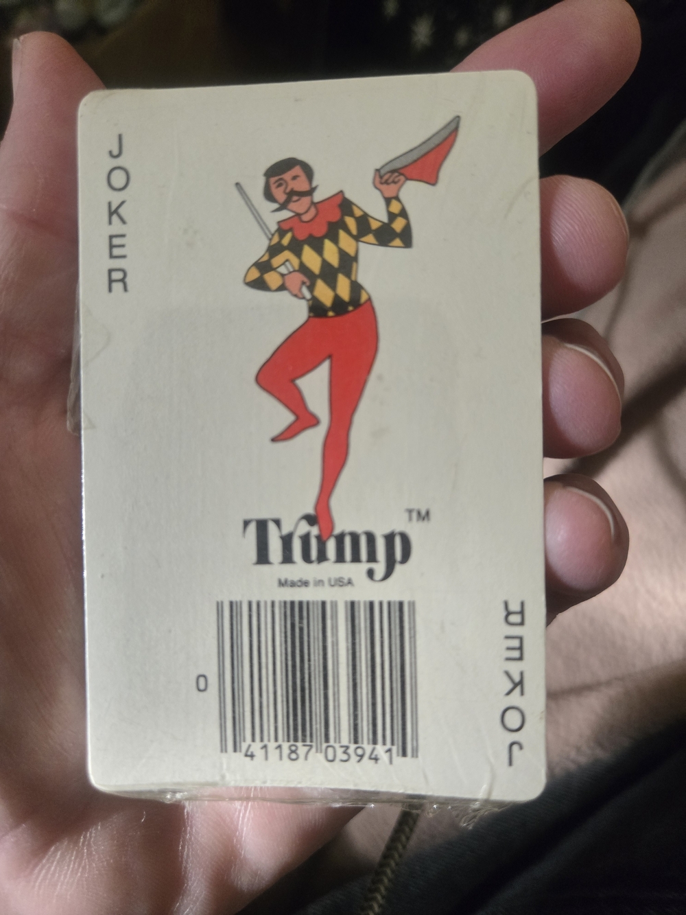 Timpy Joker Playing Card - White with Red, Black & Yellow Design Trump
